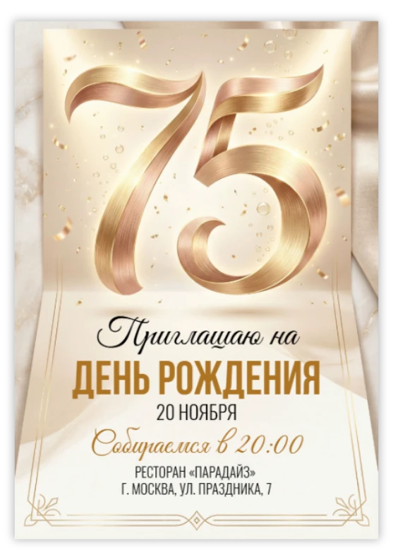 Приглашение на день рождения «75 лет»